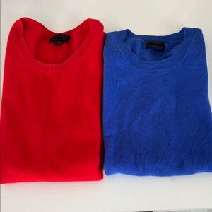 Bundle (2) J . Crew Italian Cashmere Blue and Red Sleeveless Sweaters . Size L